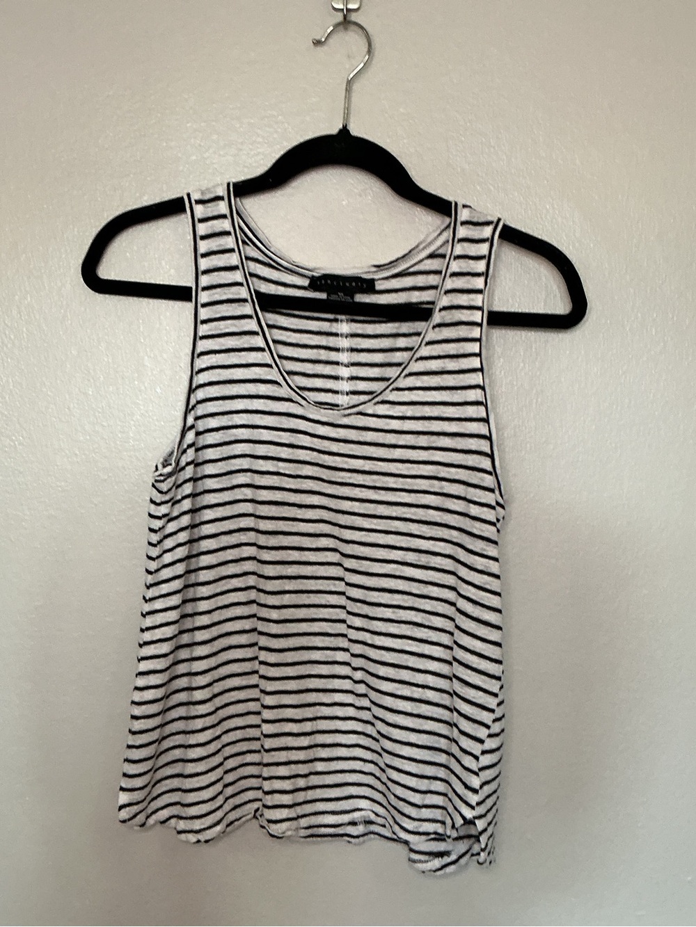 Sanctuary Black & White Striped Scoop Tank 100% Linen Size XS